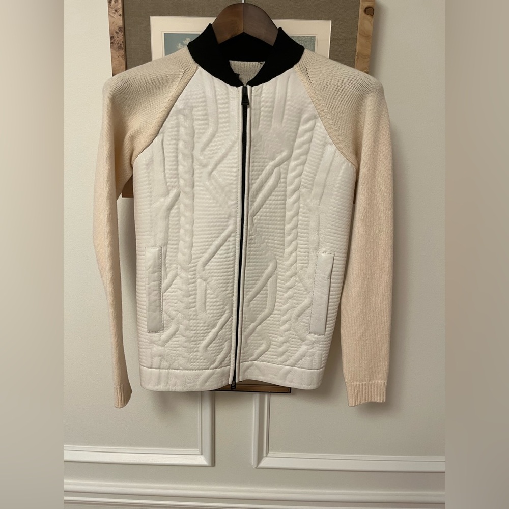 Belataff Leather and Wool Knit Bomber Jacket XS New with tags